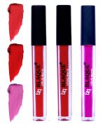 bq BLAQUE Matte Liquid Lip Gloss Combo of 3 Lipstick # 101-102-117 (12 ml, Orangish Red, Red, Swiss Light Magenta)