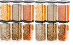 Air Tight Multicolor Square Plastic Cereal Dispenser Jar Stackable Container for Kitchen Food Storage Multiuse Food Save Pack of 12