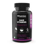 NutritJet Hair Vitamins With DHT Blocker, Biotin, Multivitamins for Hair Growth - 60 Veg Tablets