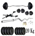 Protoner home gym 20 kgs, 2 kg x 4 plates 3 kg x 4 plates, 1 x 3 feet bar,2 x Dumbbell rods and Hand grippers