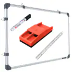 GOSHU Non Magnetic 2 feet x3 feet (60 cm x 90 cm) Double Sided White Board and Chalk Board Both Side Writing Boards, one Side White Marker and Reverse Side Chalk Board Surface (2x3 feet, Pack of 4 items)