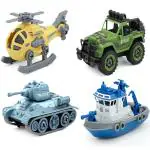 KTRS ENTERPRISE Take Apart Toys 4 Pack Toddler DIY Assembly Military Army Car Toy with Screwdriver, Jeep, Ship, Helicopter and Tank, Kids STEM Building Toys Gifts for Boys & Girls