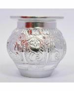 zoltamulata Jai Maa Ganga White Metal Silver Plated Ashta Ganesh Kalash with Full Hand Nakashi (300 ml)