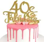 Zyozique Gold Glitter 40 & Fabulous Cake Toppers Number 40 Forty Cake Picks Decorations for 4Oth Birthday Wedding Anniverysary Party Supplies