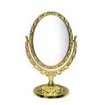 Tohfa House 2 Way Magnifying Mirror, Handle Mirror for Make Up and Grooming, Jewellery Display Shop, Makeup Mirror | Cosmetic Mirror | Magnifying Mirror (Golden Color) (Size - 12 x 8 inches) (Pack of 1)