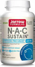 Jarrow Formulas N-A-C Sustain 600 mg - Antioxidant Amino Acid Supplement - 60 Sustain Tablets - Supports Liver & Lung Function - Precursor to Glutathione - 60 Servings
