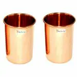 Prisha India Craft Pure Copper Glass Set, 320 ML, Set of 2