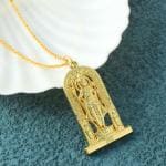 Memoir Brass Gold Ayodhya Bhagwan Shri Ram Lalla pendant reversible Hindu temple jewellery chain necklace