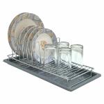SmartSlide Stainless Steel Multipurpose Kitchen Plate Stand Thali Stand Dish Stand Utensil Sink Dish Drainer for Kitchen Plate Rack for Kitchen (Silver Chrome Finish)