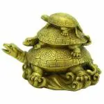 Shoppyana Golden Resin Figures 3 Tier Family Feng Shui Tortoise