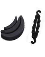 LYTIX Brown Synthetic Banana Puff with Free Juda Bun Maker for Women (Pack of 4)