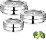 Chakmak Silver Steel Utility Belly Dabba Container (pack of 3) 900 ml, 1100 ml, 1500 ml