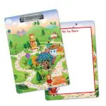 Festiko Neighbourhood Theme Exam Board with Clip (Pack of 1 Pc), Exam Pads for Birthday Return Gifts for Kids, Writing Pads Clipboard with Shiny Steel Finish Clip