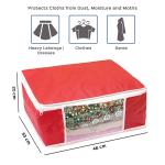 Kartual Non Woven Saree Cover Storage Bags for Clothes / Saree Organizer for Wardrobe | Saree Cover With Transparent Window & Zipper (Pack of 8, Red)