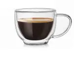 Ramkuwar Hollow Vacuum Sealed Double Walled Glass Coffee Cups with Handle (Pack of 1)
