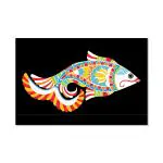 Tamatina Multicolor Kalamkari Art Colorful Fishes Traditional Art Canvas Painting - 24X16 Inch