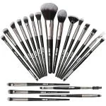 Brandinn13 Brushes Assorted Silver, Wood Makeup Brush For Foundation Eyeshadow (Set Of 20)