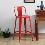 RONAK HANDICRAFTS Metal Bar Stool Kitchen Bar Height Stools || Sturdy & Durable High Barstools || Classic Kitchen Bar Height Stools ChairsRed
