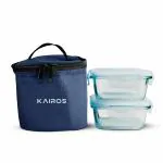 Kairos Microwave Safe Glass Lunch Box Multipurpose Tiffin Box for School & Office (Pack of 2)