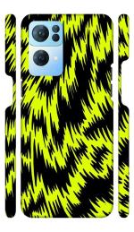 YAPZONE Funky Yellow and Black Illusion Abstract |Designer Printed Hard Back Cover for Oppo Reno 7 PRO 5G Premium & Attractive Case for Your Smartphone
