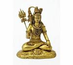 Idol Collections Gold Brass Sitting Lord Shiva Statue, 22.86 X13.97 X 26.67 Cm
