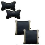 Able Dolphin Kit Comphy Pillow Square Cushion and Neckrest Necksupporters Black and Beige for Volvo- S60 Set of 4 Pcs