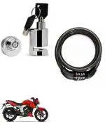 QiisX Heavy Duty Disc Brake Lock Anti Theft Security Lock with Helmet Lock Premium Black Heavy Number Lock for TVS Apache RTR 160 4V