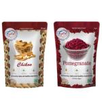 FZYEZY Freeze Dried Chikoo & Pomegranate for Kids and Adults| Camping Vegan Healthy & Survival Food| Travel friendly Chikoo & Pomegranate Snacks |Pantry Groceries dehydrated Snacks | Pack of 2 - 50 gm each