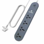 Axmon Extension Cord [FIRE Proof] [Shock Proof][6 Month Warranty] 10 Amp [1.9 Meter Power Cord] 4 Socket Extension Board for Home Office l Grey