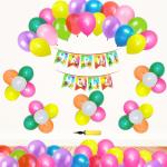 1iAM Holi Decoration Items | 103pcs Combo - 100pcs Balloons, 1pc Banner, Pump & Glue Dots for Basanta Utsav with Friends, Family, Husband, Wife, Boyfriend, Girlfriend in Office, Home, Room, Club Party