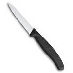 Victorinox, Swiss Classic, Kitchen Knife, Stainless Steel, Vegetable Cutting and Chopping Knife, Serrated Edge, 8 cm, Black, Swiss Made