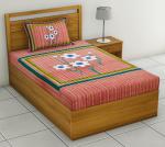 POORAK Present Peach Bedsheet with pillow cover