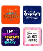 Whats Your Kick Teachers Day Special Happy World Teachers Day Quotes Printed Set of 4 Coaster With Metal Stand