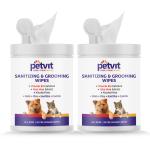 Petvit Sanitizing & Grooming wipes for Dogs and Cat, 50 Wipes -Large Pet Wipes for Dogs and Cats - Cleans Ears, Face, Body and Eye Area, Paraben Free All Breed Dog & Cat - 50 Wipes for All Age Group (Pack of 2)