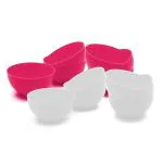 Jaycee Microwave Safe And BPA Free Pink And White Round Virgin Plastic Multipurpose Bowl - 300 Ml (Pack Of 12)
