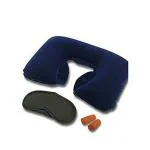 Inditradition Velvet Neck Pillow with Eye Mask & Ear Buds, 3 In 1 Combo Pack (Multicolored)