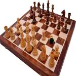 SOUVNEAR Premium Quality, Handcrafted Rosewood Unique Chess Board Set, Foldable Secure Storage for Magnetic Pieces with Extra Queens, Chess Set for Kids and Adults, Brown(18x18 Inches)