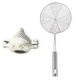 Urban buy Aluminium Gujiya Mould With Stainless Steel Deep Fry Strainer and Multicolour, Pack of 2