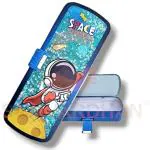 SAMVARDHAN Flowing Glitter & Stars with Double Compartment Pencil Box Case for Kids Boys and Girls (Space)