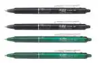 Pilot Frixion Clicker Erasable Roller Ball Pen | Tip Size - 0.7 MM | Retractable Pen With Dimpled Grip and In-built Eraser | Ink Colour - Black 2 and Green 2 | Pack of 4
