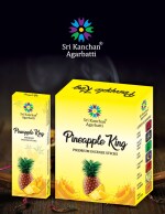 Sri Kanchan Agarbatti Pineapple King Premium Incense Sticks|| 100% Herbal - Natural Fragrance Agarbatti - for Daily Puja, Rituals|| Pineapple Fragrance for Divine ambience, Long Lasting (15 Sticks) (Pack of 12)With Free Bag