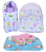 Toddylon New Born Baby Bedding Set Combo Mattress with Net Sleeping Bag & Nappy Changing Mat Sheets
