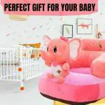 KYNIT Baby Sofa Seat | Kids Support Seater| Soft Plush Cushion Baby Sofa Seat | Rocking Chair for Kids (0.5 to 3 Years) (Elephant Pink)
