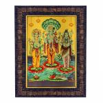 Hawai Gold Plated Lord Bramha Vishnu Mahesh Wall Hanging Religious Photo Frame for Worship Use SFDI00587_BLK, 10X14 INCHES