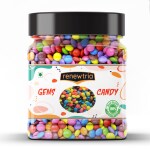 RENEWTRIA Chocolate Gems Candy | Button Candy And Chocolate Munchies. Pack of 1 Jar. 400Gm