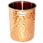Prisha India Craft Hammered Design Copper Steel Glass,250ml