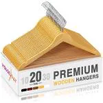 ROCKFIELD HOUSE DAY Wooden Hanger 20 Pack Wooden Suit Hangers Wooden Clothes Hanger Natural Smooth Finish Premium Wood Hangers for Clothes Pants Jeans