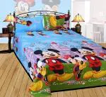 N G Products 3D Polycotton Double bed bedsheet with two Pillow cover_Size-88*88 inch ( Micky Mouse Design)