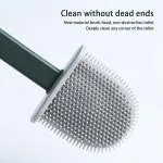 NEPROENT Silicon Toilet Brush with Slim Holder Flex Toilet Brush Anti-drip Set Toilet Bowl Cleaner Brush, No-Slip Long Handle Soft Silicone Bristle Clean Toilet Corner Easily