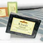 Khadi Herbal Saffron Neem Tulsi Charcoal Soap (Pack of 6) Natural Skincare, Detoxifying, Anti-Acne, Moisturizing, Herbal Soap for All Skin Types